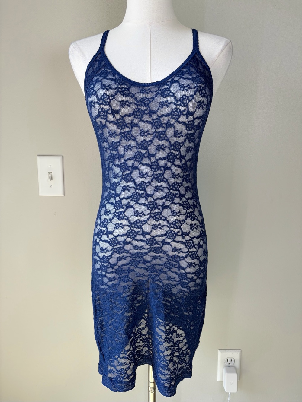 Victoria’s Secret Navy Blue The Lacie All Lace Racerback Delicate Slip Dress
